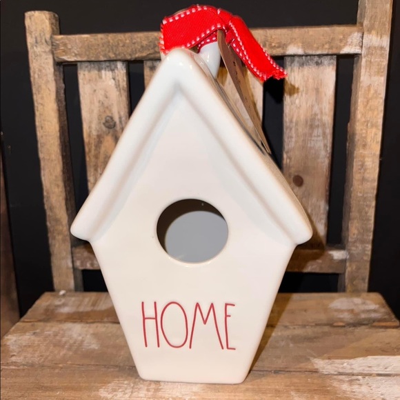 Rae Dunn HOME Slant Birdhouse. Red lettering. - Picture 1 of 2